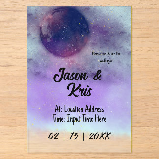 Invitation de mariage en acrylique céleste