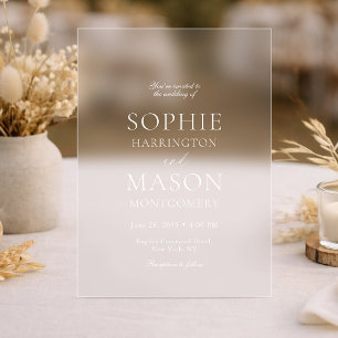 Invitation de mariage en acrylique clair de luxe 