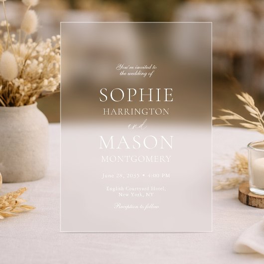 Invitation de mariage en acrylique clair de luxe 
