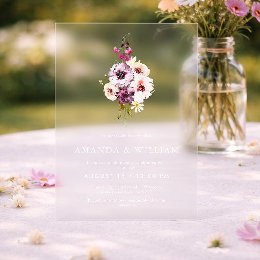 Invitation de mariage en acrylique clair de luxe