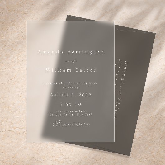 Invitation de mariage en acrylique clair, minimali