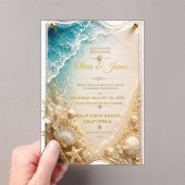 Invitation de mariage en acrylique doré de plage C (In situ (ordinateur de poche))