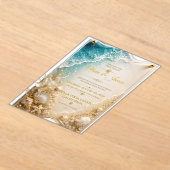 Invitation de mariage en acrylique doré de plage C (Poser)