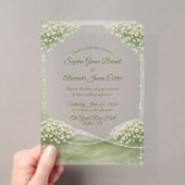 Invitation de mariage en acrylique élégant vert do (In situ (ordinateur de poche))