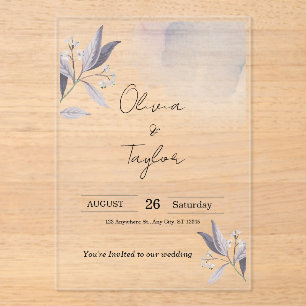 Invitation de mariage en acrylique élégante et bot
