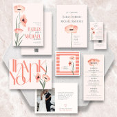 Invitation de mariage en acrylique Fleurs de corai