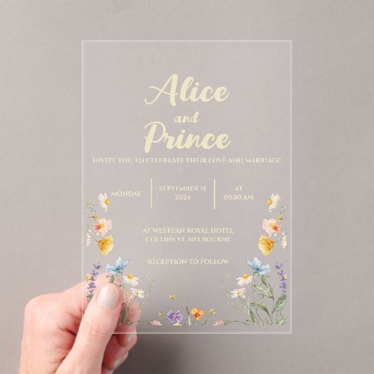 Invitation de mariage en acrylique florale (In situ (ordinateur de poche))