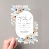 Invitation de mariage en acrylique florale bleue b (In situ (ordinateur de poche))