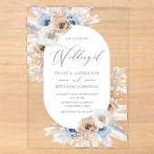 Invitation de mariage en acrylique florale bleue b (Recto)