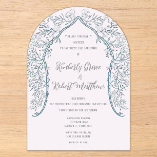 Invitation de mariage en acrylique givré à fleurs