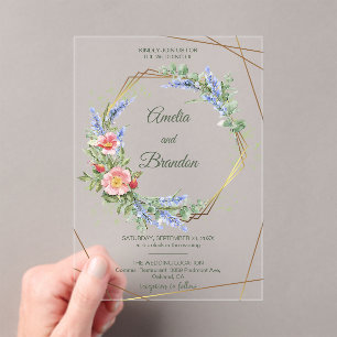 Invitation de mariage en acrylique Lavande Rustiqu
