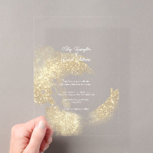 Invitation de mariage en acrylique moderne et pail