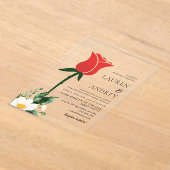 Invitation de mariage en acrylique Rose Rouge (Poser)