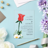 Invitation de mariage en acrylique Rose Rouge (Insitu (Mariage))