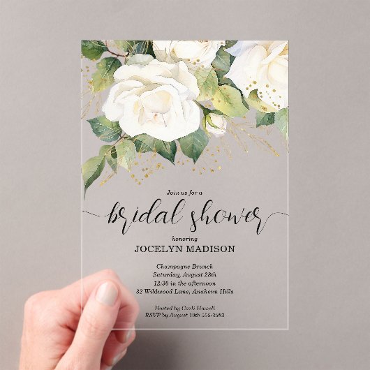 Invitation de mariage en acrylique Roses Blanches  (In situ (ordinateur de poche))