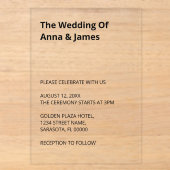 Invitation de mariage en acrylique simple moderne (Recto)