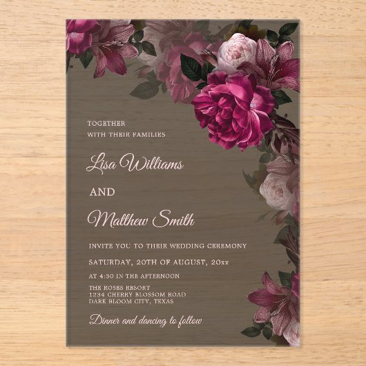 Invitation de mariage en acrylique transparente à  (Recto)