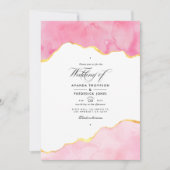 Invitation de mariage en agate rose et or (Devant)
