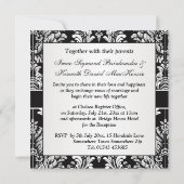 Invitation de mariage en damas blanc feuillu sur f (Dos)