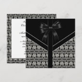 Invitation de mariage en damas blanc noir (Devant / Derrière)