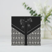 Invitation de mariage en damas blanc noir (Debout devant)