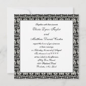 Invitation de mariage en damas blanc noir (Dos)
