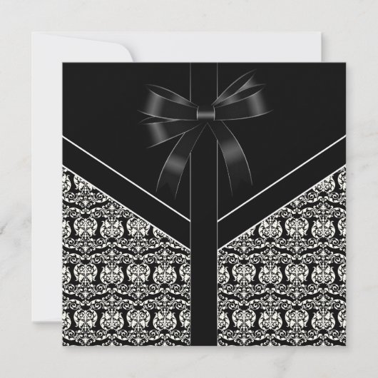 Invitation de mariage en damas blanc noir (Devant)