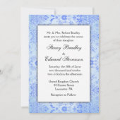 Invitation de mariage en damas bleu (Devant)