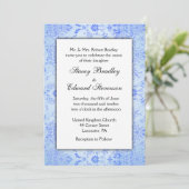 Invitation de mariage en damas bleu (Debout devant)