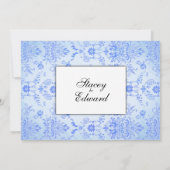 Invitation de mariage en damas bleu (Dos)
