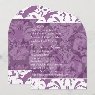 Invitation de mariage en damas de lilas lavande