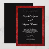 Invitation de mariage en damas noir et rouge (Devant / Derrière)