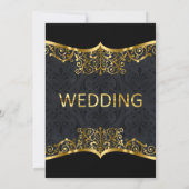 Invitation de mariage en damas or noir (Dos)