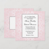 Invitation de mariage en damas rose (Devant / Derrière)