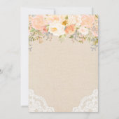 Invitation de mariage en dentelle florale pêche (Dos)