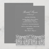 Invitation de mariage en dentelle grise et blanche (Devant / Derrière)