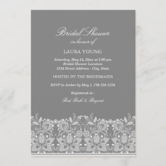 Invitation de mariage en dentelle grise et blanche