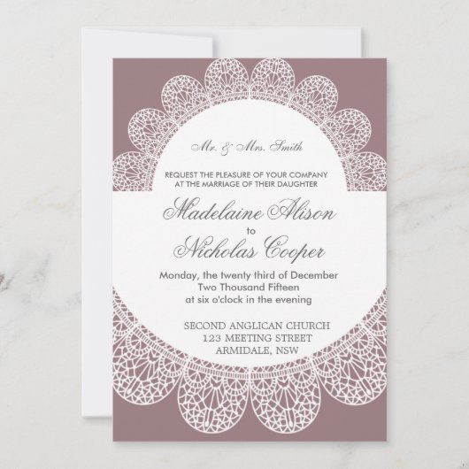 Invitation de mariage en dentelle moderne (Devant)
