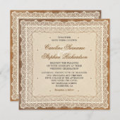 invitation de mariage en dentelle vintage usée (Devant / Derrière)