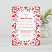 Invitation de mariage en espagnol Talavera rouge (Debout devant)