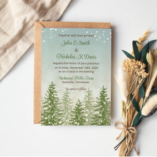 Invitation de mariage en forêt enneigée en hiver
