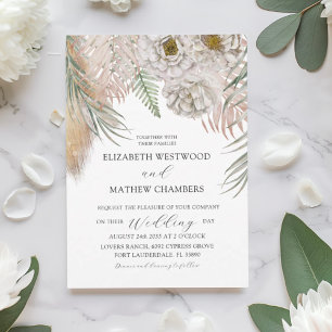 Invitation de mariage en herbe de Pampas botanique