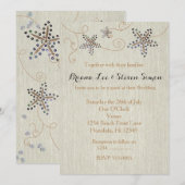 Invitation de mariage en lin de plage Élégance éto (Devant / Derrière)