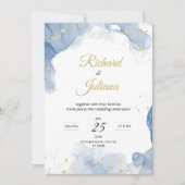 Invitation de mariage en marbre Mariage moderne Él (Devant)