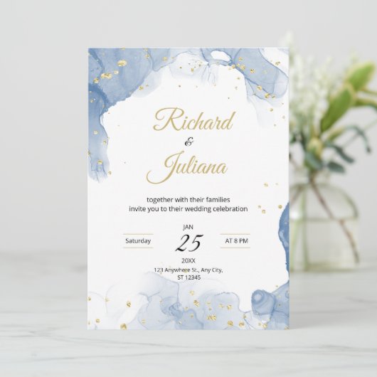 Invitation de mariage en marbre Mariage moderne Él (Debout devant)