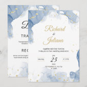 Invitation de mariage en marbre Mariage moderne Él (Devant / Derrière)