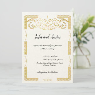 Invitation de mariage en or