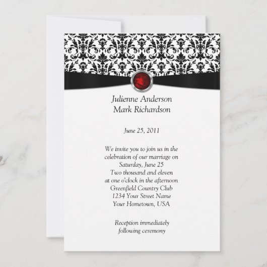 Invitation de mariage en pierre précieuse Rubis Da (Devant)