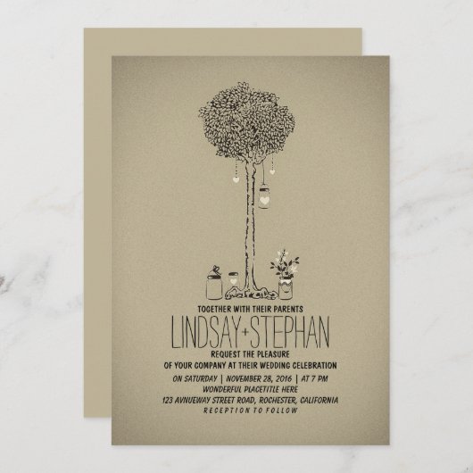 invitation de mariage en plein air avec jarres de (Devant / Derrière)