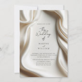 Invitation de mariage en satin blanc élégant (Devant)